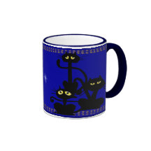 Drei schwarze Katzen-Becher Kaffeehaferl