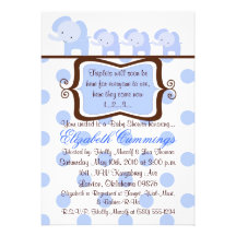 Dreiergruppebabydusche laden Elefant niedlichen bl Personalisierte Ankündigung