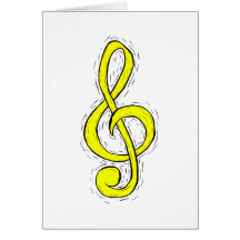 Dreifacher Clef-Grafikdesign-Gelb Grußkarten