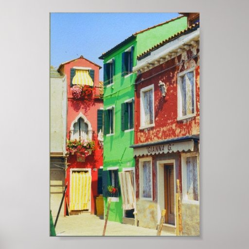 Druck Burano Insel-Straßen-Szenen-Venedigs Italien Posterdrucke