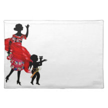 Druck Damen-Cherub Silhouette Fabric Vintage Tisch Set
