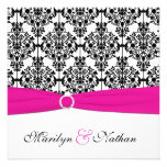DRUCKband Rosa-weiße schwarze Damast-Hochzeit Personalisierte Einladung