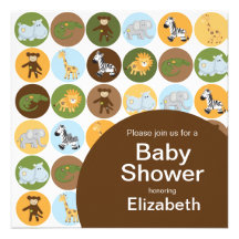 Dschungel-Safari-tierische neutrale Babyparty Individuelle Ankündigskarten