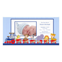 Dschungel-Tier-Zug-Baby-Geburt Annoucement Photo Karte
