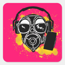 Dubstep Gasmask Square Stickers