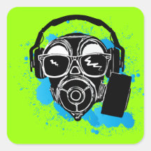 Dubstep Gasmask Square Stickers