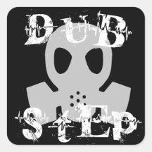 Dubstep graue Gasmaske Quadrataufkleber