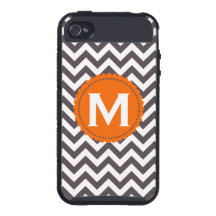 Dunkelgraues weißes Monogramm-Zickzack Muster iPhone 4 Schutzhüllen