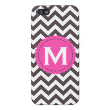 Dunkelgraues weißes Monogramm-Zickzack Muster Hülle Fürs iPhone 5