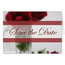 Dunkelrote Rosen in Glas 1 Save the Date Wedding Karten