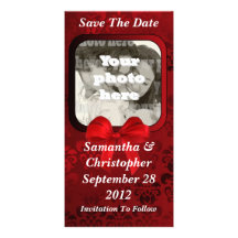 Dunkelroter wedding Damast Save the Date Individuelle Photo Karten