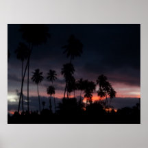 Dunkles tropisches Sonnenaufgang-Plakat