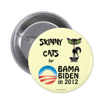 Dünne Katzen für Obama/Biden im Jahre 2012 politis Anstecknadel