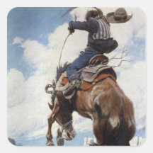 Durch NC Wyeth sich sträuben, Vintages Cowboy-Rode Sticker