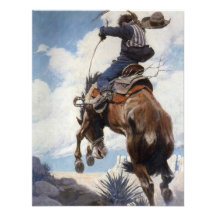 Durch NC Wyeth sich sträuben, Vintages Cowboy-Rode Personalisierte Ankündigungskarte