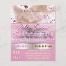 Durchlauf Diamant-Glühen-16. Geburtstag VIP [rosa  Flyerdruck