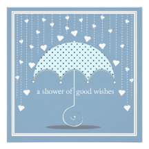 Dusche Herz-der blauen Babyparty-Einladung