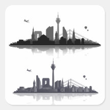 Düsseldorf City Skyline Geschenkidee Quadratsticker