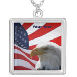 Eagle u. Flagge-silberne Halskette