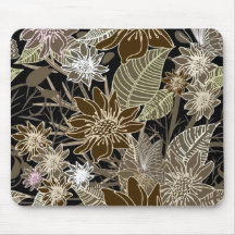 Earthtone tropische Blumen, Blätter u. Schmetterli Mousepads