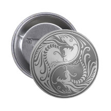 Edelstahl Yin Yang Drachen Anstecknadelbutton