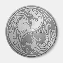 Edelstahl Yin Yang Drachen Kühlschrankmagnete