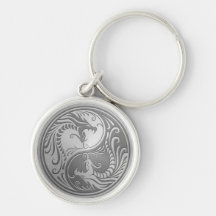 Edelstahl Yin Yang Drachen Schlüsselanhänger