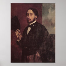 Edgar Degas, der sein Hut-Selbstporträt anhebt Poster