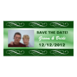 Editable elegantes grünes wedding Save the Date Bildkarte