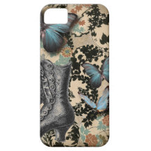 Edler Vintage Spitzenschuh, Schmetterling, Paris iPhone 5 Etui