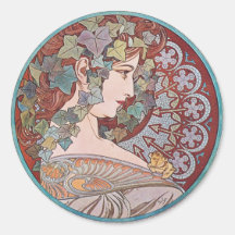 Efeu-Kunst Nouveau Aufkleber Alphonse Mucha