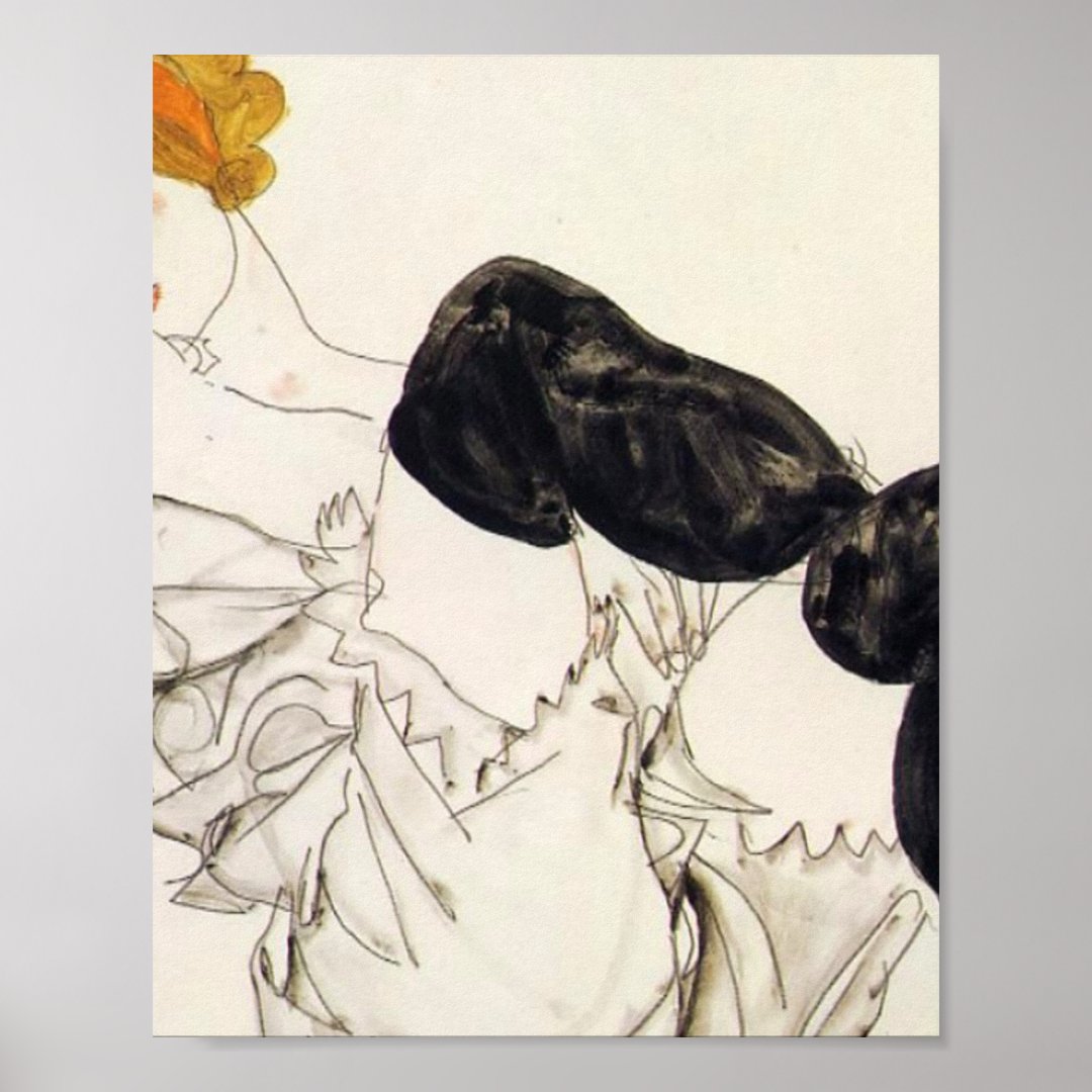 Egon Schiele Frau In Schwarzen Str Mpfen Poster Zazzle At