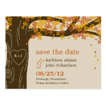 Eichen-Baum-Hochzeit im Herbsts-Save the Date Post