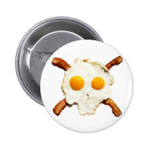 Eier und Speck mit einer Seite des Schädels Buttons