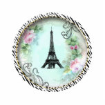 Eiffel-Turm-Rosa-Rosenn Zebra-Druck-Verzierung Ausschnitt
