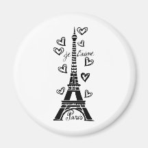 EIFFELTURM PARIS JE T'AIME UND HERZ-DRUCK KÜHLSCHRANKMAGNETE