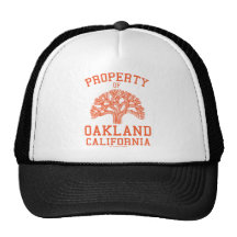 Eigentum des Oakland-Orangen-Hutes Trucker Mützen