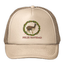 Ein Alpaka Feliz Navidad WeihnachtsKranz Trucker Mütze