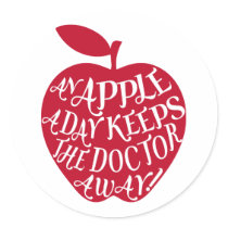 Ein Apfel ein Tag behält den Doktor weg aufkleber