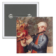 Ein Flautist, Detail von einem Schirm Anstecknadel