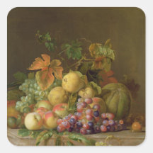 Ein Stillleben der Melonen, der Trauben und der Pf Sticker