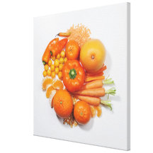 Eine Auswahl der orange Früchte u. des Gemüses Galerie Gefaltete Leinwand