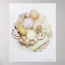 Eine Auswahl der weißen Früchte u. des Gemüses Poster