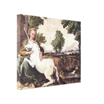 Eine Jungfrau mit einem Unicorn durch Domenico Zam Leinwanddruck