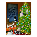 Eine katzenartige Familien-Weihnachtspostkarte