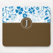Einfaches mit Monogramm Baby-Blau Mousepad