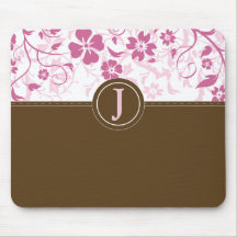 Einfaches mit Monogramm rosa Mousepad