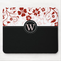 Einfaches mit Monogramm schwarzes und rotes Mousep