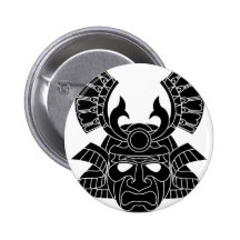 Einfarbige Samuraimaske Button