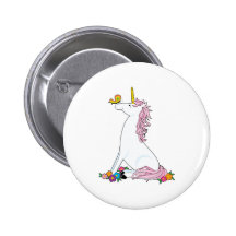 Einhorn-Schmetterling Button